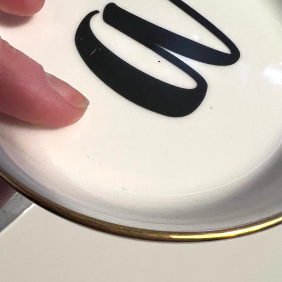 Elegant small White and Black Monogrammed jewelry/trinket dish - Picture 3 of 4